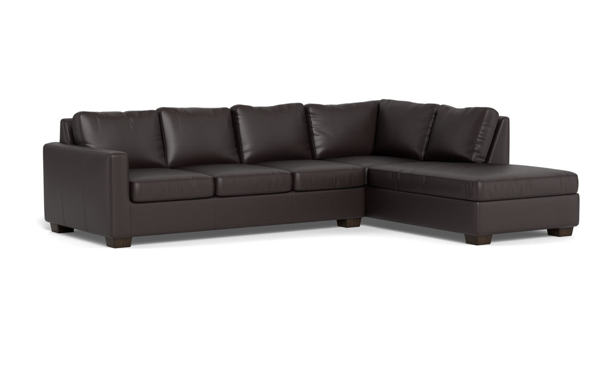 Track 121" Leather Right Chaise Sectional - Tribeca Quarry