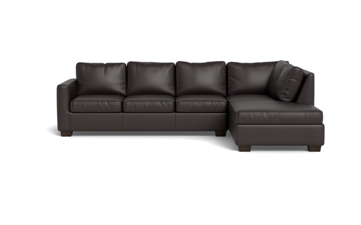Track 121" Leather Right Chaise Sectional - Tribeca Quarry