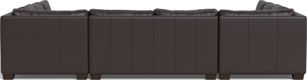Track 141" Leather Corner Sofa Sleeper U Sectional - Tribeca Quarry