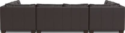 Track 141" Leather Corner Sofa Sleeper U Sectional - Tribeca Quarry