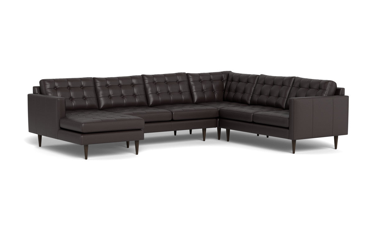 Wallace 130" Leather Corner Sectionals w. Left Chaise - Tribeca Quarry