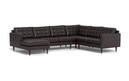 Wallace 130" Leather Corner Sectionals w. Left Chaise - Tribeca Quarry