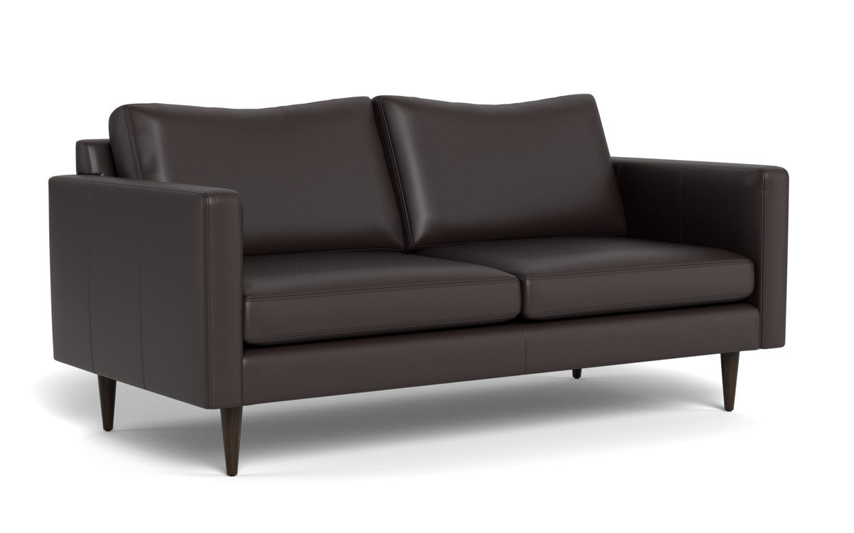 Wallace 74" Leather Untufted Apartment Sofa - Tribeca Quarry