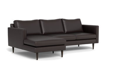 Wallace 98" Leather Untufted Left Chaise Sectional - Tribeca Quarry
