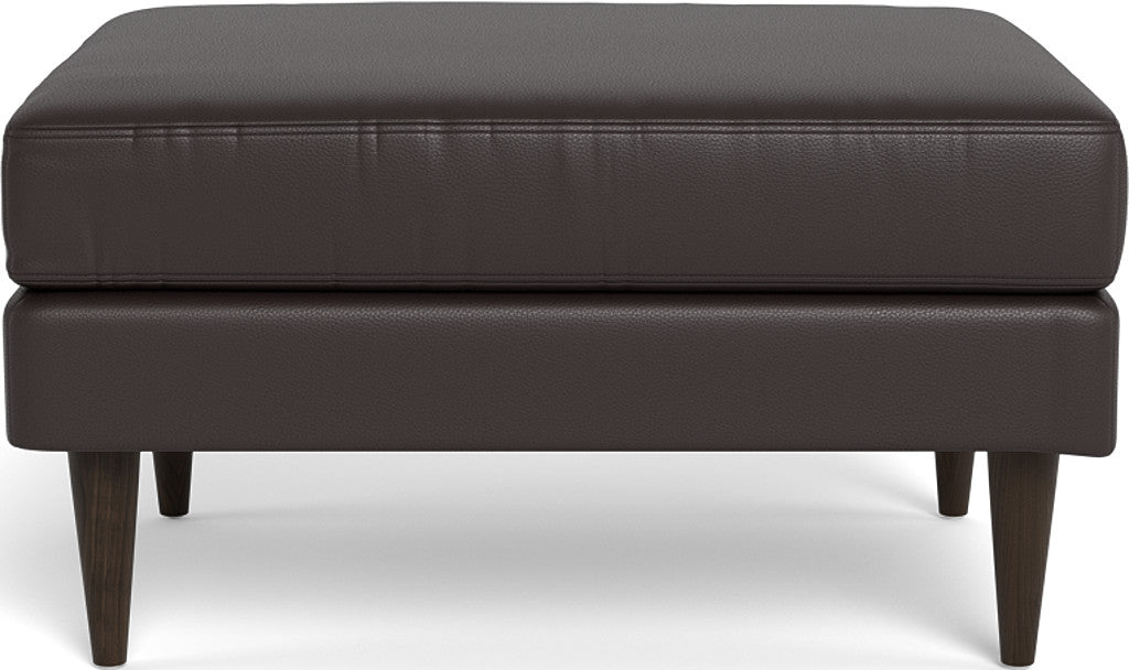 Wallace Leather Untufted Ottoman - Tribeca Lagoon