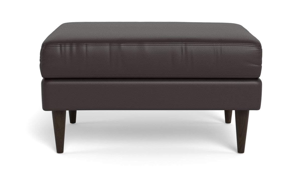 Wallace Leather Untufted Ottoman - Tribeca Lagoon