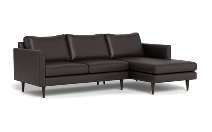 Wallace 98" Leather Untufted Right Chaise Sectional - Tribeca Quarry