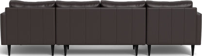 Wallace 126" Leather Untufted Double Chaise U Sectional - Tribeca Quarry