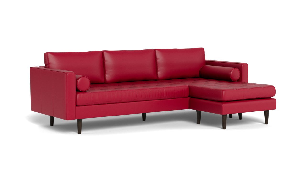 Ladybird 104" Leather Reversible Sofa Chaise - Tribeca Scarlet