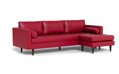 Ladybird 104" Leather Reversible Sofa Chaise - Tribeca Scarlet