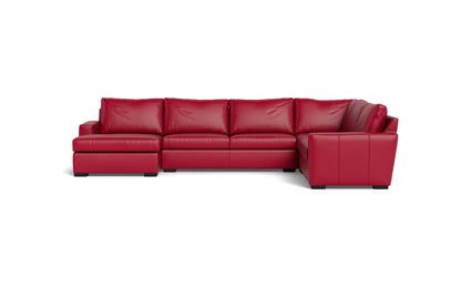 Mesa 156" Leather Corner Sectionals w. Left Chaise - Tribeca Scarlet
