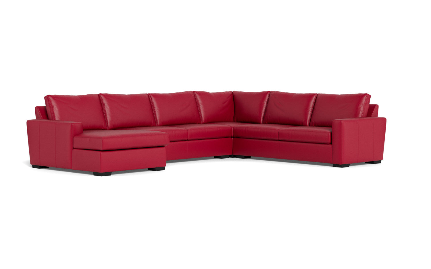 Mesa 156" Leather Corner Sectionals w. Left Chaise - Tribeca Scarlet
