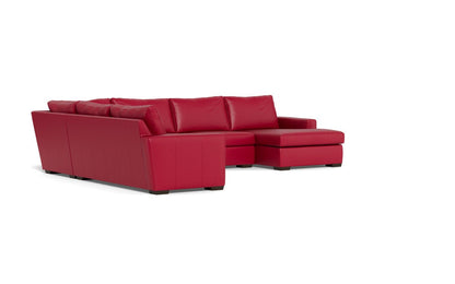 Mas Mesa 162" Deep Leather Corner Sectionals w. Right Chaise - Tribeca Scarlet
