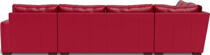 Mas Mesa 162" Deep Leather Corner Sectionals w. Right Chaise - Tribeca Scarlet