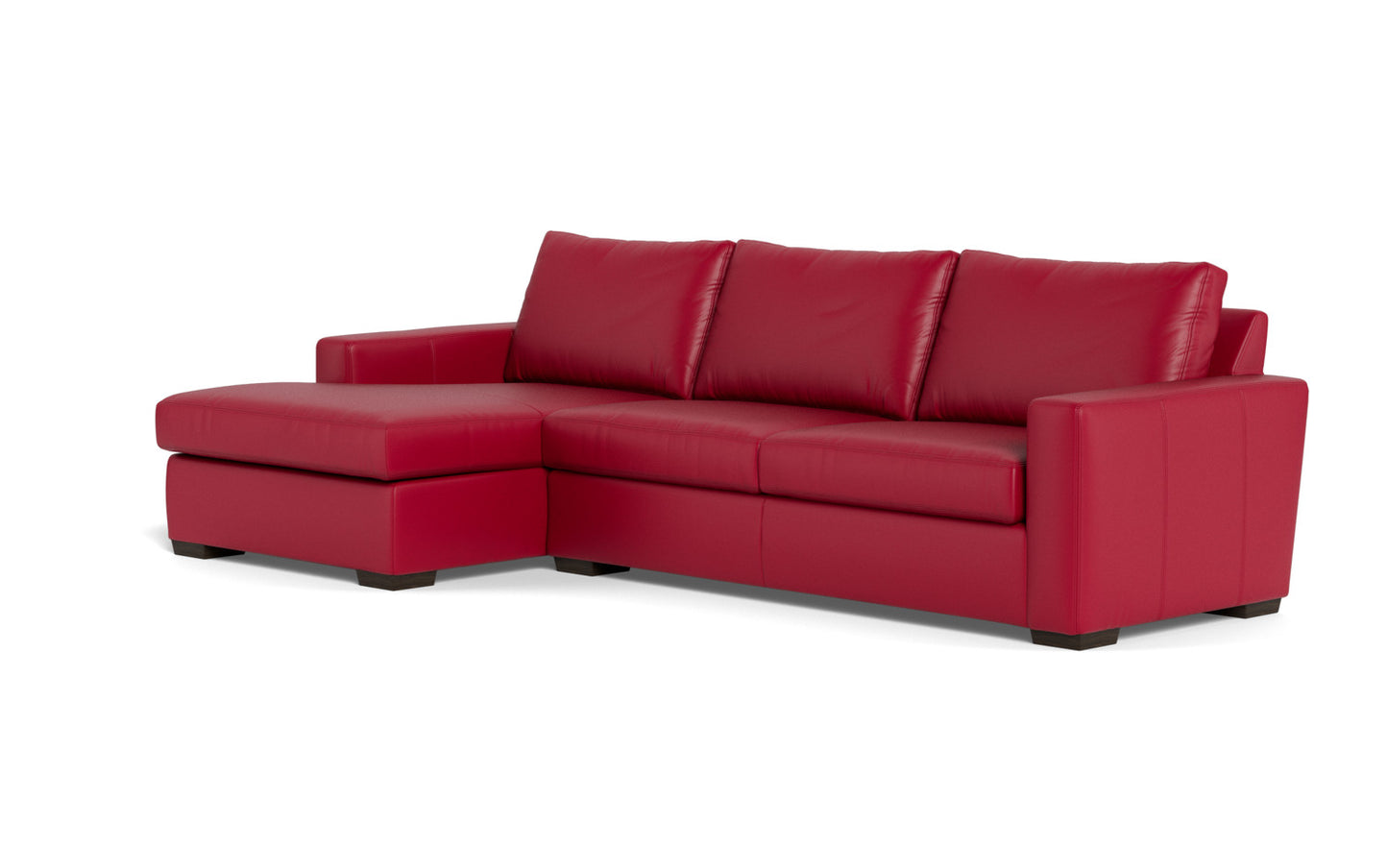 Mesa 123" Leather Left Chaise Sectional - Tribeca Scarlet