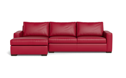 Mesa 123" Leather Left Chaise Sectional - Tribeca Scarlet