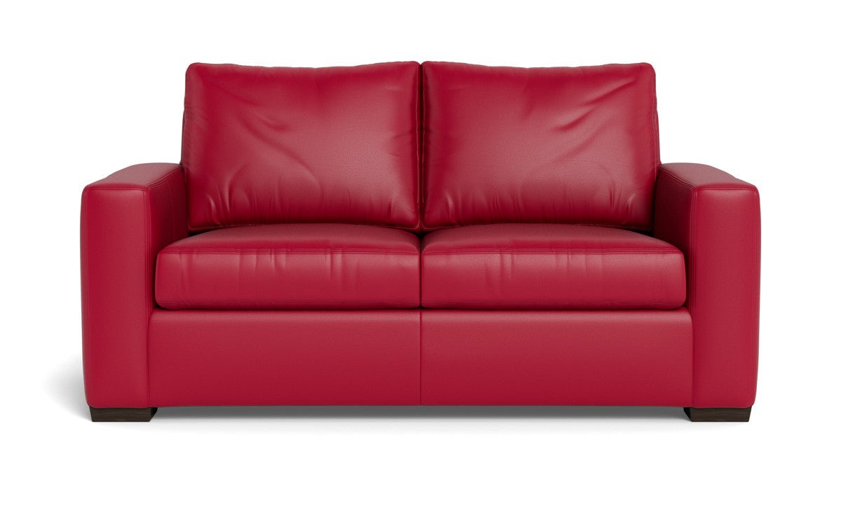 Mas Mesa 72" Deep Leather Loveseat - Tribeca Scarlet
