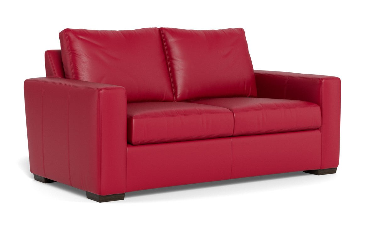 Mas Mesa 72" Deep Leather Loveseat - Tribeca Scarlet