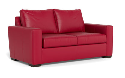Mas Mesa 72" Deep Leather Loveseat - Tribeca Scarlet