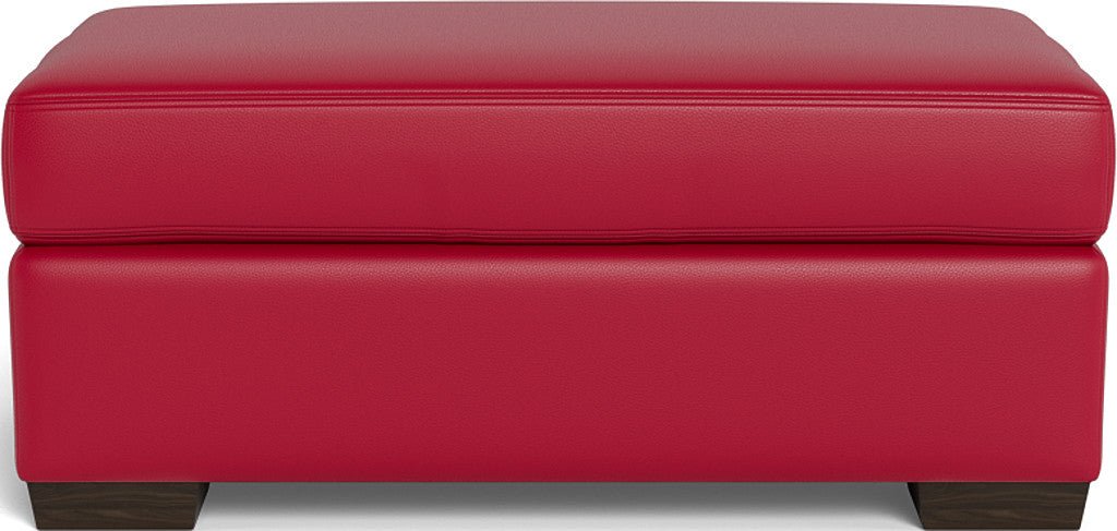 Mas Mesa Leather Ottoman - Tribeca Scarlet