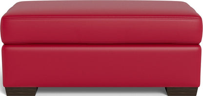 Mas Mesa Leather Ottoman - Tribeca Scarlet
