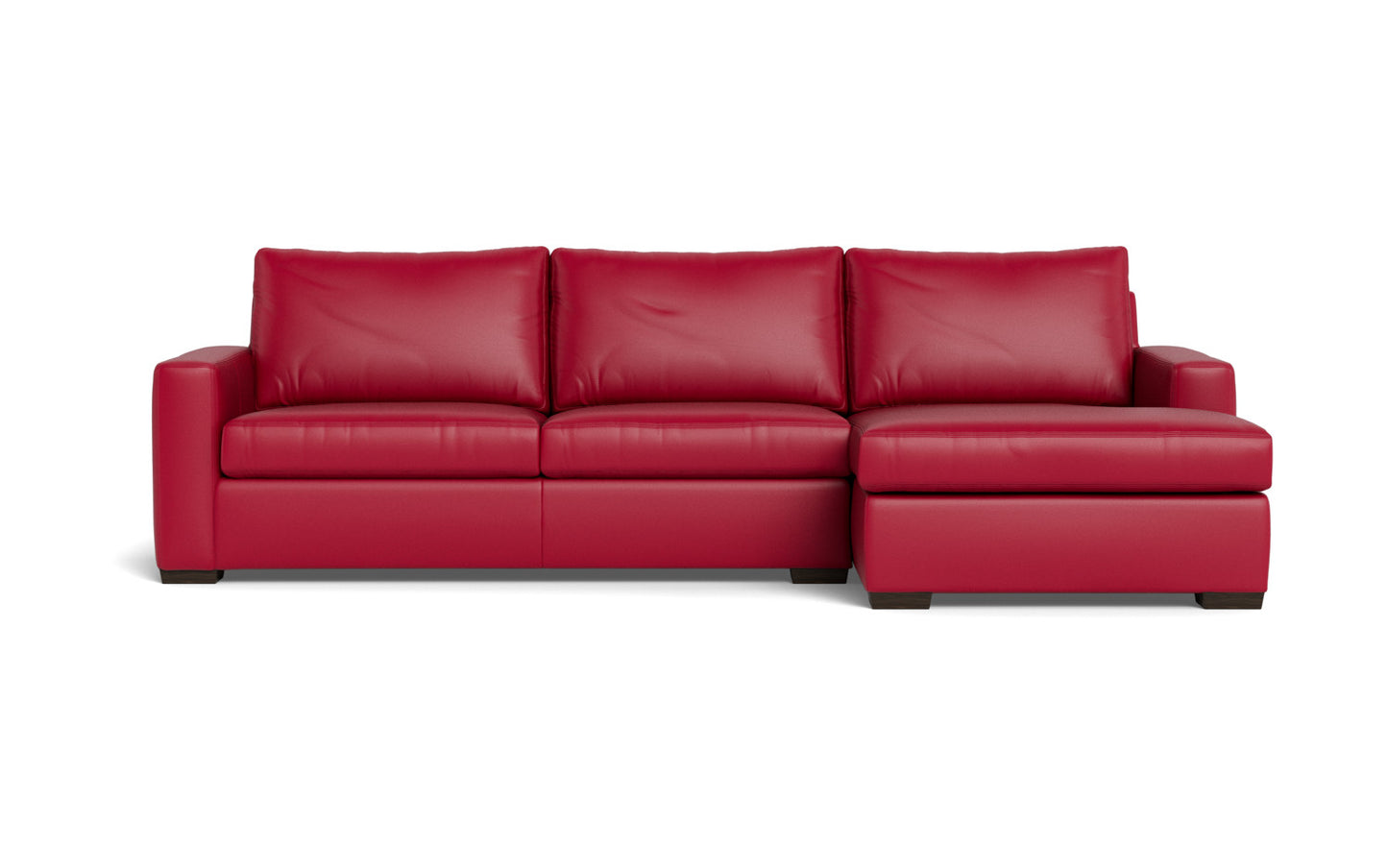 Mesa 123" Leather Right Chaise Sectional - Tribeca Scarlet