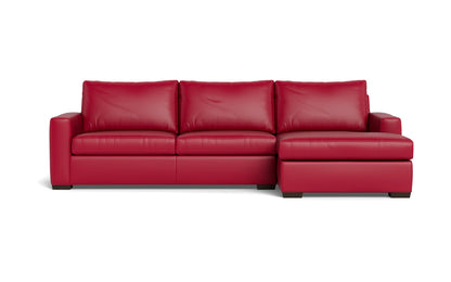 Mesa 123" Leather Right Chaise Sectional - Tribeca Scarlet