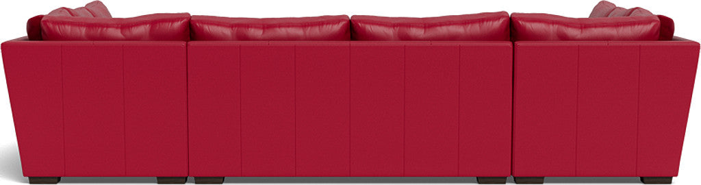 Mas Mesa 166" Deep Leather Condo U Sectional - Tribeca Scarlet