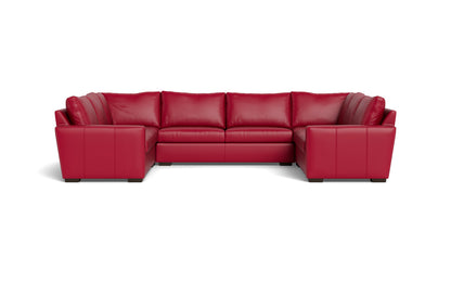 Mesa 154" Leather Condo U Sectional - Tribeca Scarlet