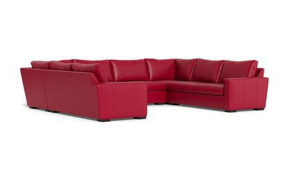 Mas Mesa 166" Deep Leather Condo U Sectional - Tribeca Scarlet