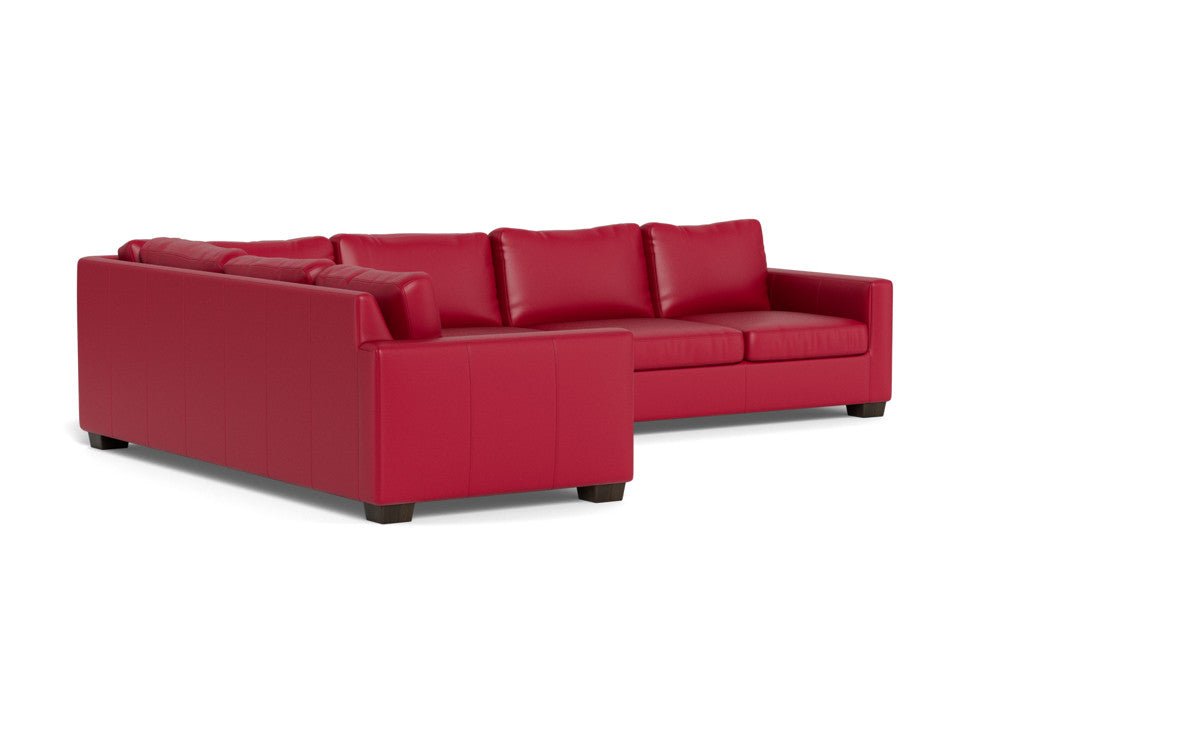 Track 121" Leather Left Corner Sectional - Tribeca Scarlet