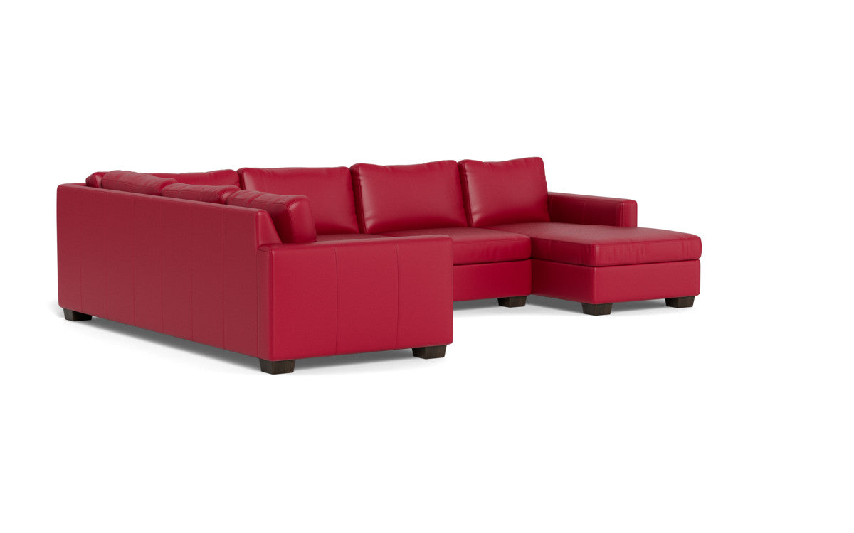 Track 141" Leather Corner Sectionals w. Right Chaise - Tribeca Scarlet