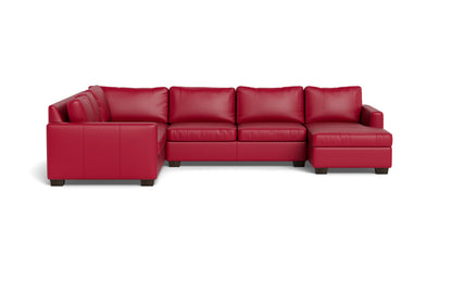 Track 141" Leather Corner Sectionals w. Right Chaise - Tribeca Scarlet