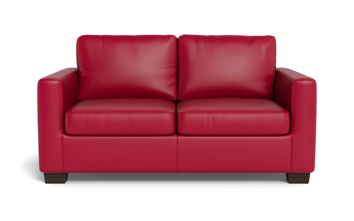 Track 62" Leather Loveseat - Tribeca Scarlet