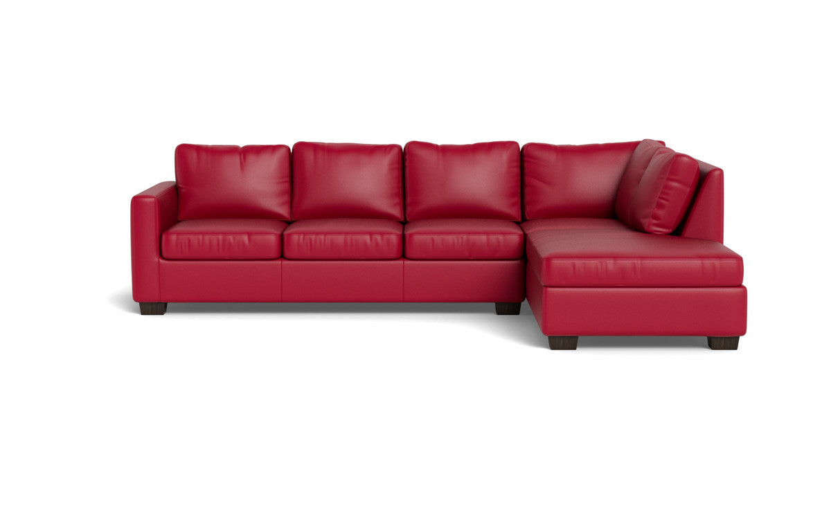 Track 121" Leather Right Chaise Sectional - Tribeca Scarlet