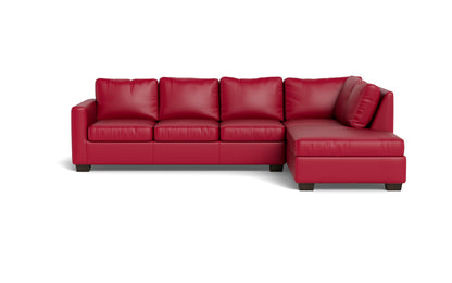 Track 121" Leather Right Chaise Sectional - Tribeca Scarlet