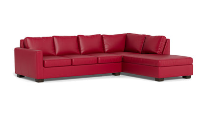 Track 121" Leather Right Chaise Sectional - Tribeca Scarlet