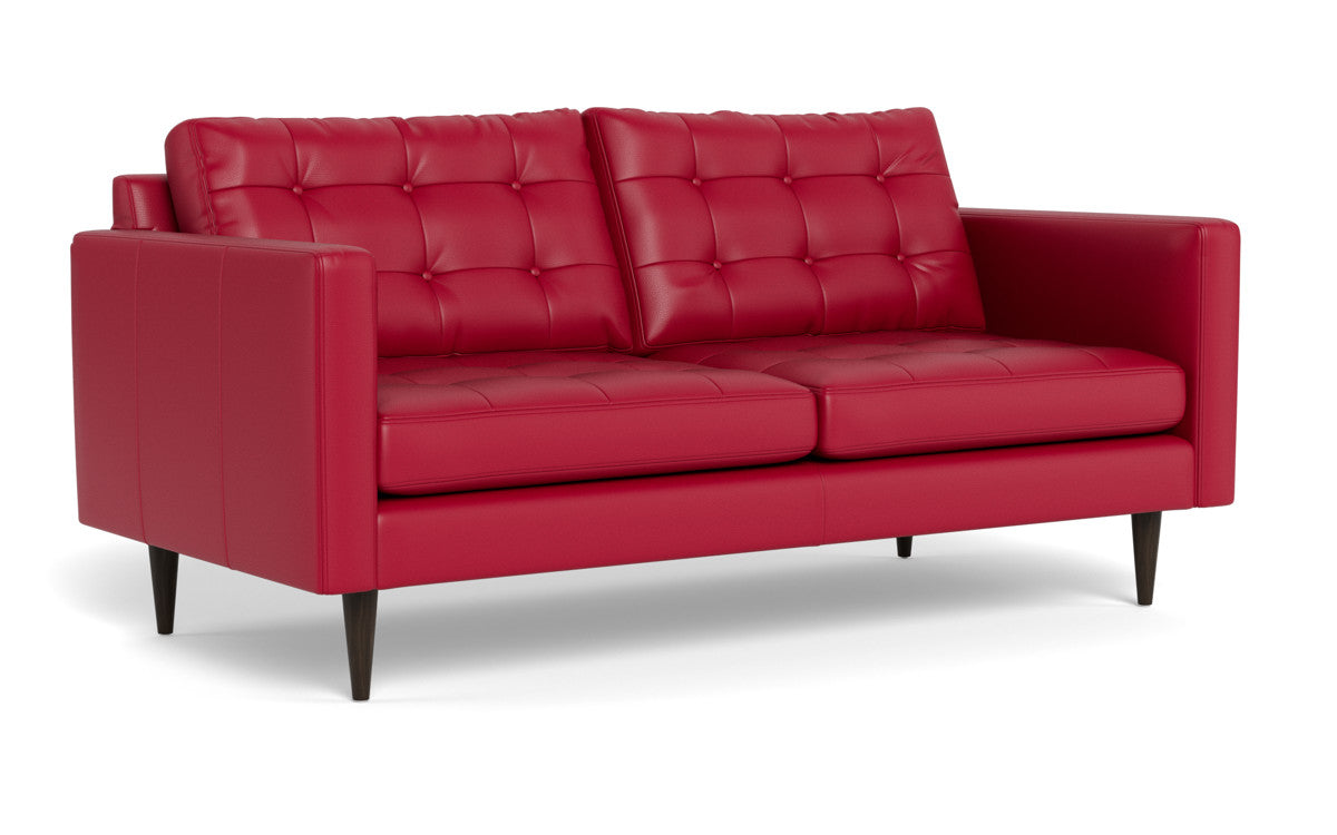 Wallace 74" Leather Apartment Sofa - Tribeca Scarlet