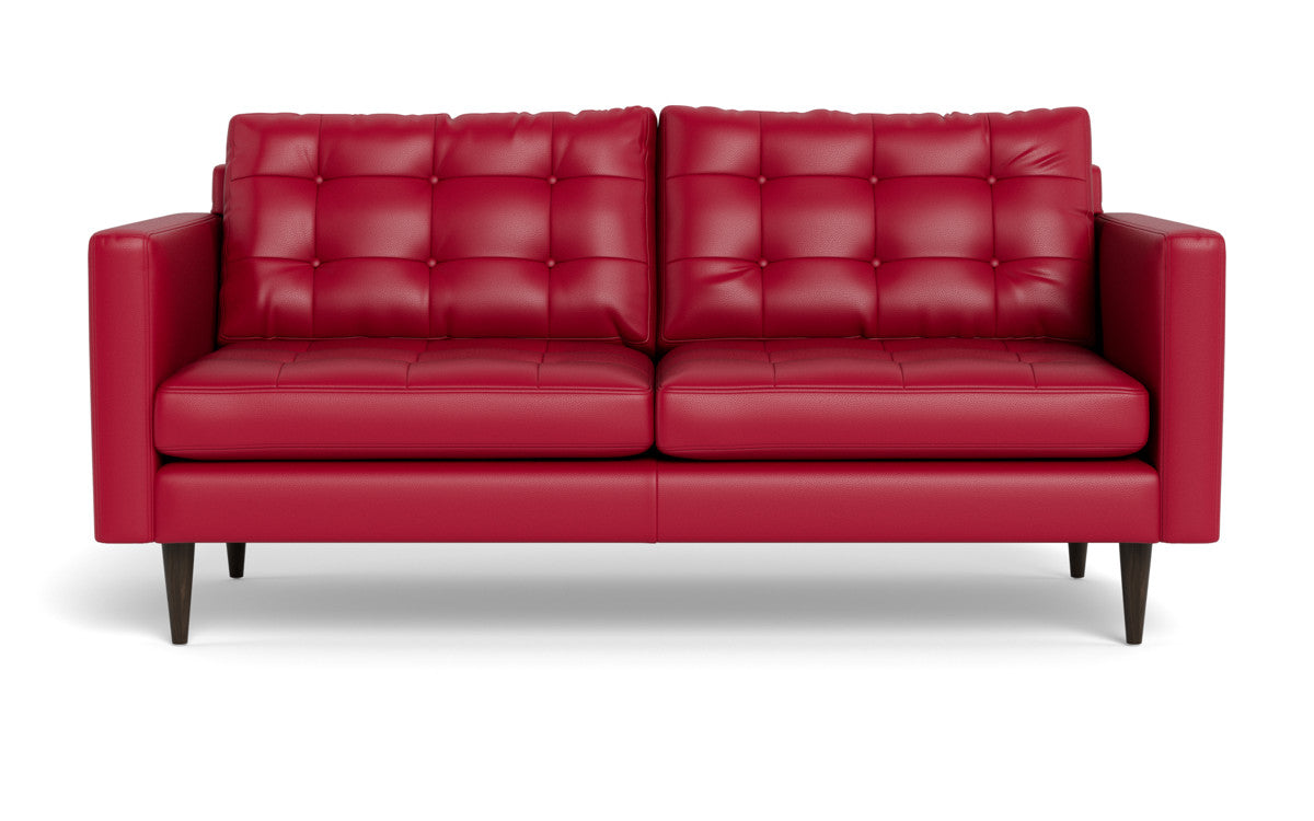 Wallace 74" Leather Apartment Sofa - Tribeca Scarlet