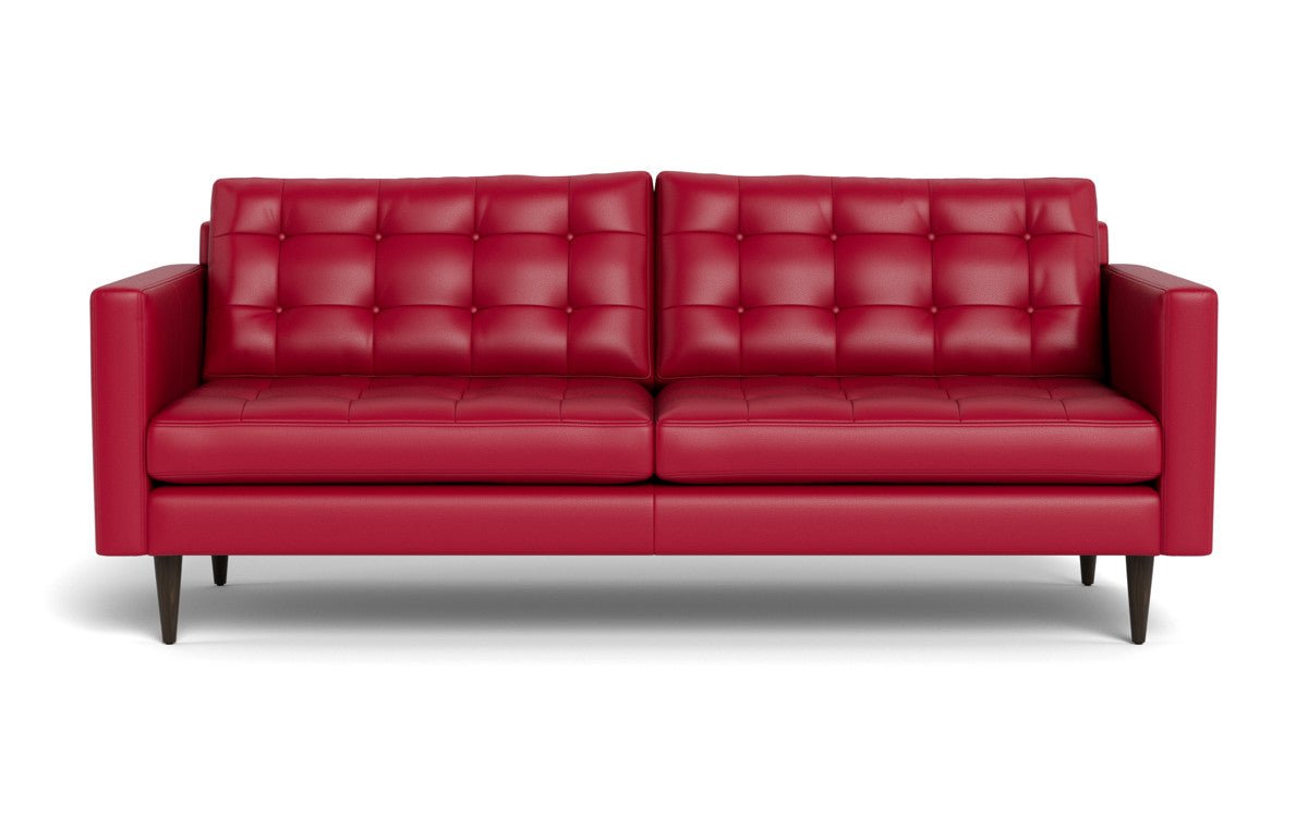 Wallace 85" Leather Sofa - Tribeca Scarlet