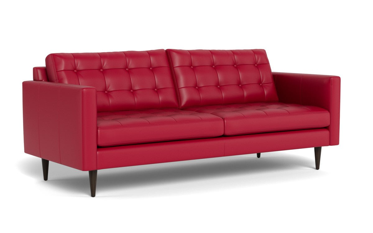 Wallace 85" Leather Sofa - Tribeca Scarlet