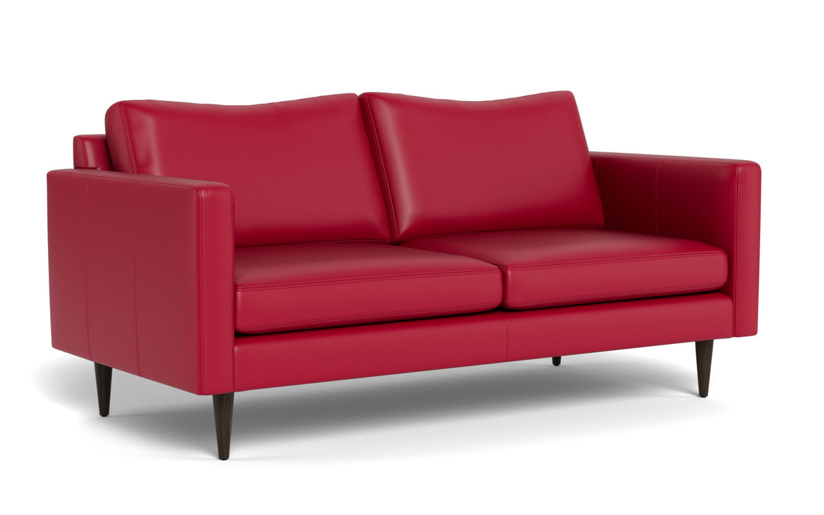 Wallace 74" Leather Untufted Apartment Sofa - Tribeca Scarlet