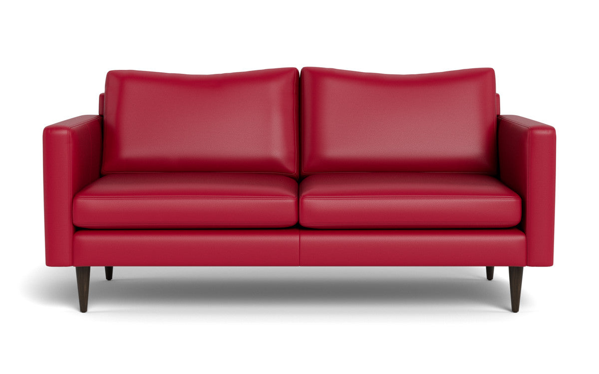 Wallace 74" Leather Untufted Apartment Sofa - Tribeca Scarlet