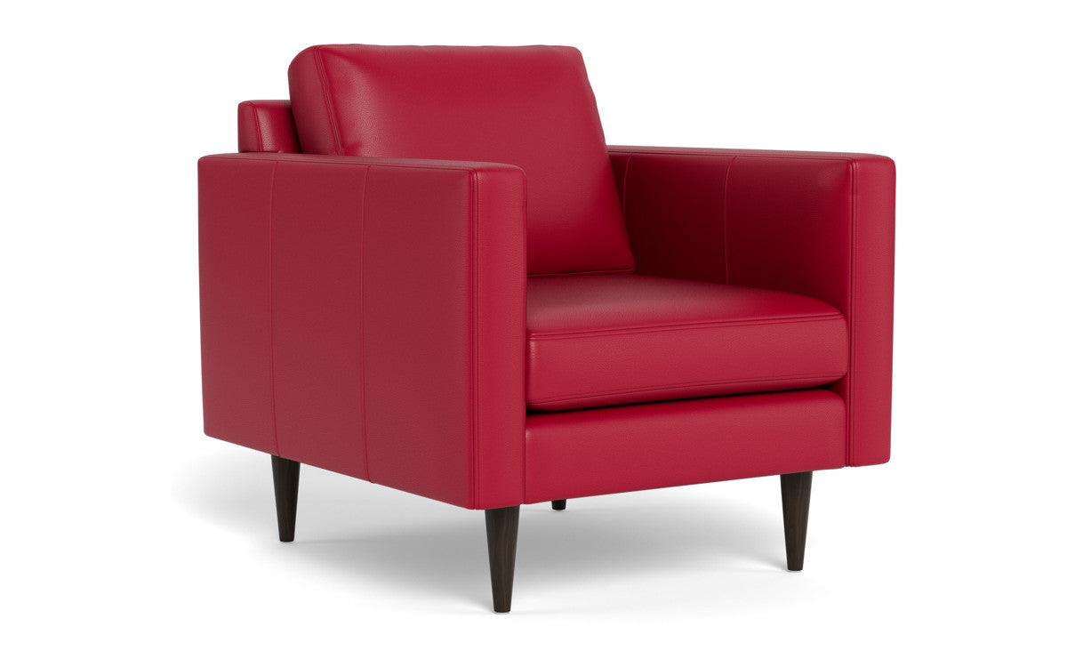 Wallace 34" Leather Untufted Arm Chair - Tribeca Scarlet