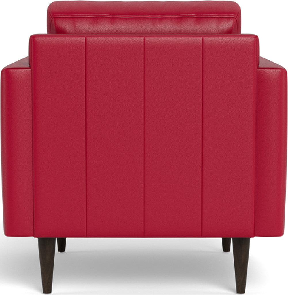Wallace 34" Leather Untufted Arm Chair - Tribeca Scarlet
