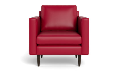Wallace 34" Leather Untufted Arm Chair - Tribeca Scarlet
