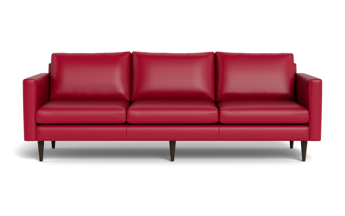 Wallace 98" Leather Untufted Estate Sofa - Tribeca Scarlet