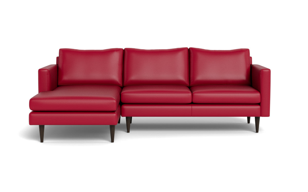 Wallace 98" Leather Untufted Left Chaise Sectional - Tribeca Scarlet
