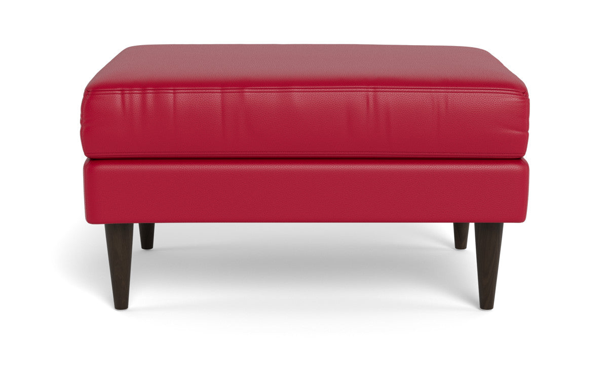 Wallace Leather Untufted Ottoman - Tribeca Quarry