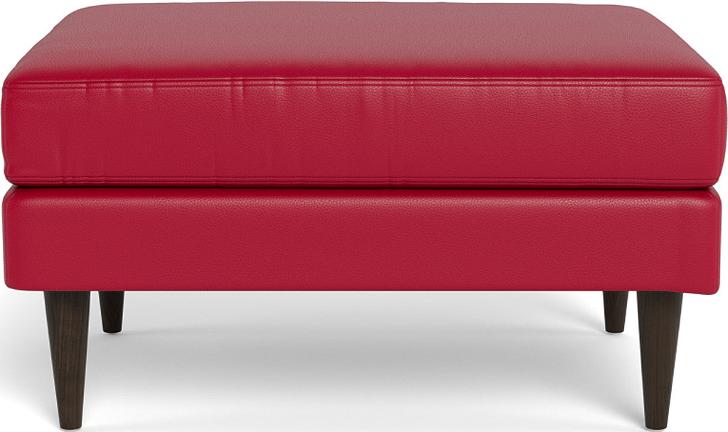 Wallace Leather Untufted Ottoman - Tribeca Quarry